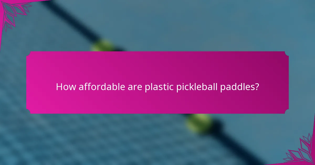 How affordable are plastic pickleball paddles?