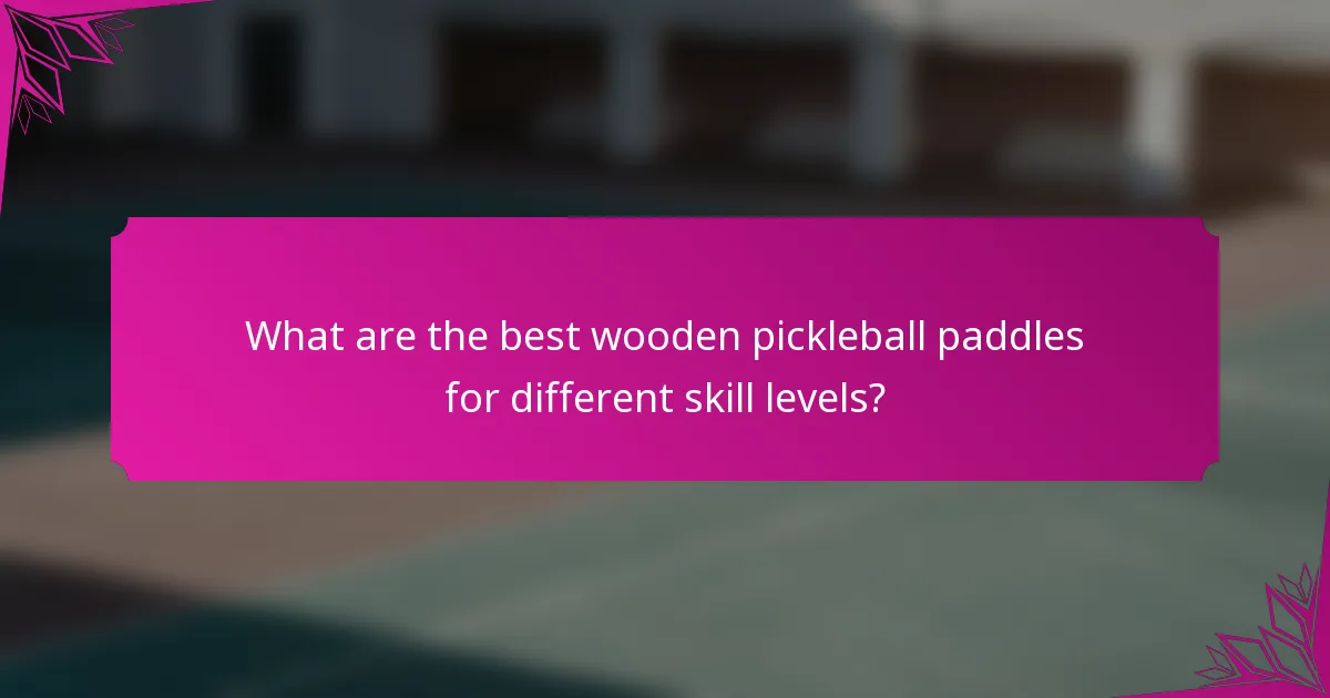 What are the best wooden pickleball paddles for different skill levels?