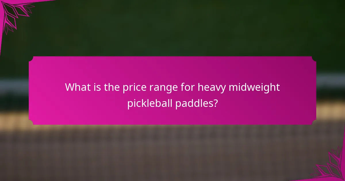 What is the price range for heavy midweight pickleball paddles?