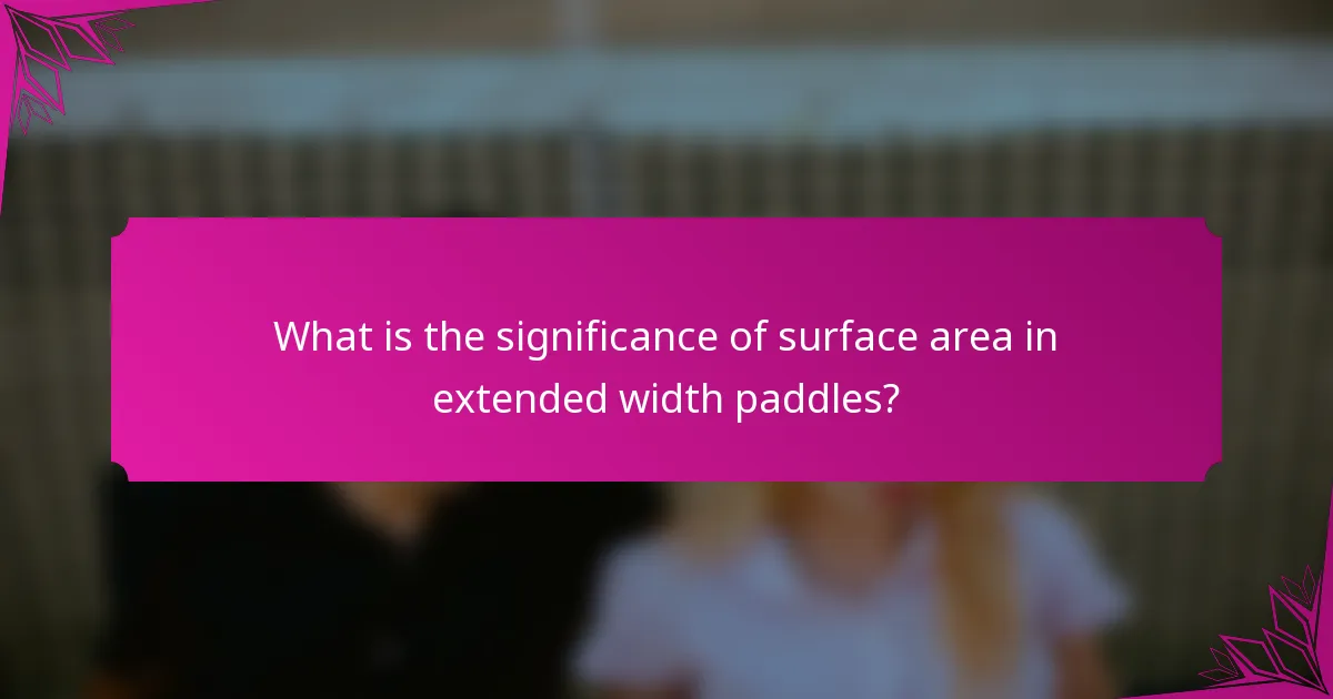 What is the significance of surface area in extended width paddles?