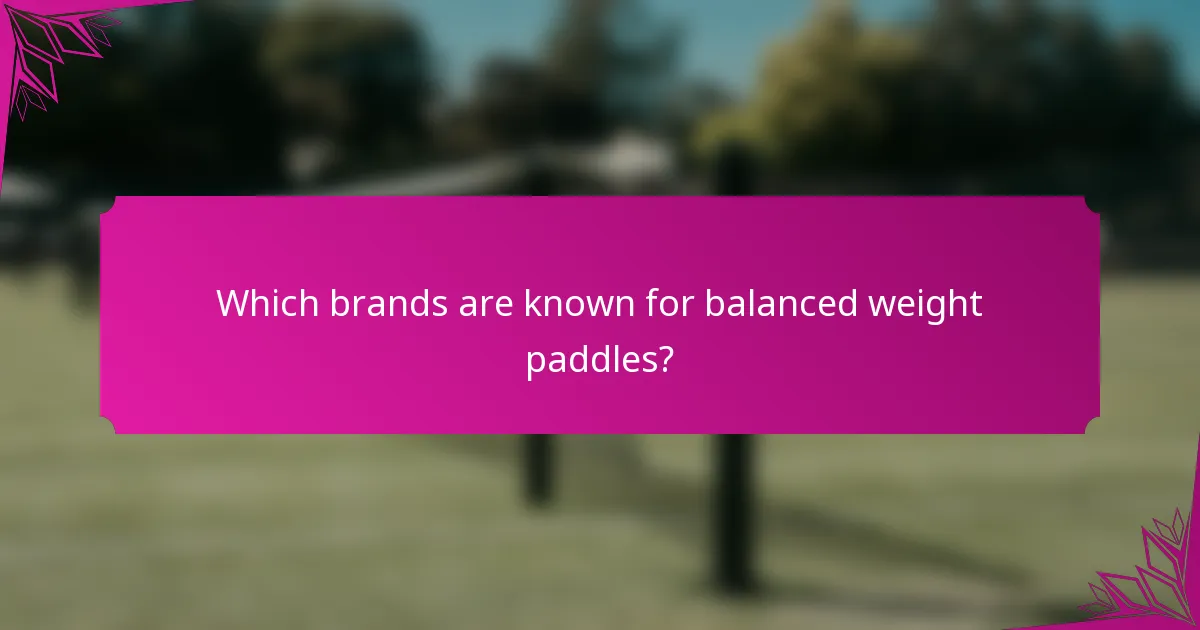 Which brands are known for balanced weight paddles?