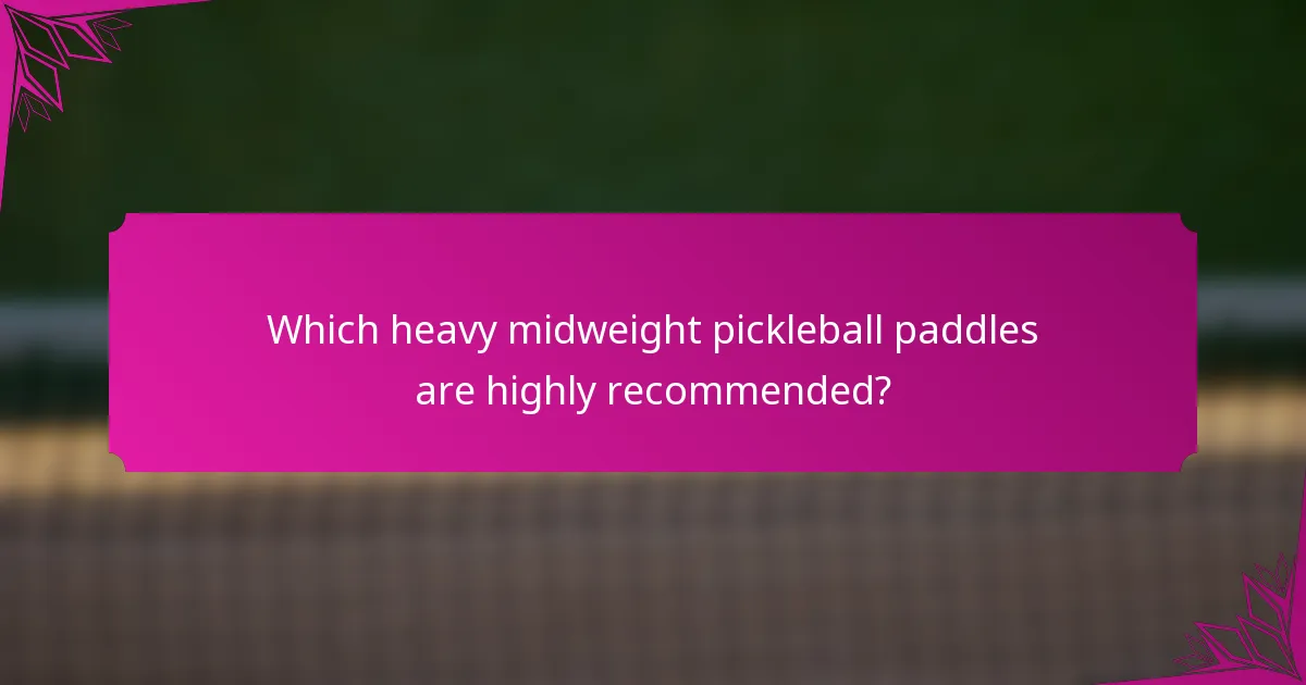 Which heavy midweight pickleball paddles are highly recommended?